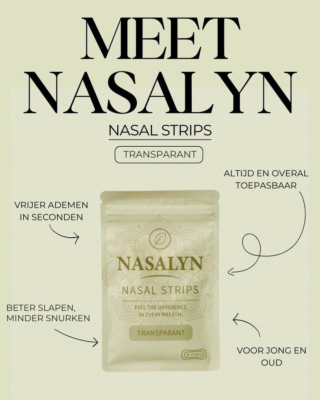 Nasalyn Transparante Neusstrip - 30 stuks