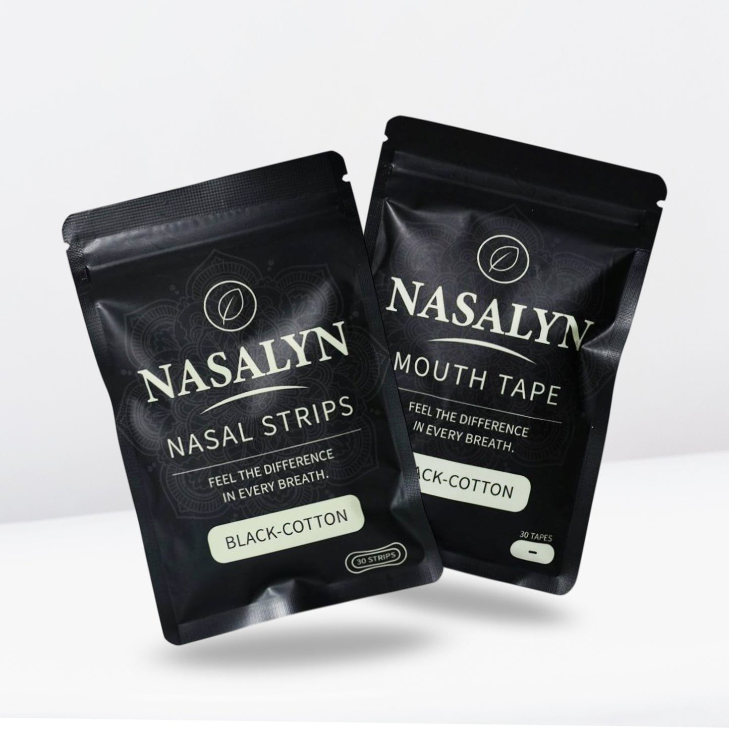 2-in-1  Zwarte katoenen neusstrips + Zwarte katoenen mondtapes - 60 stuks
